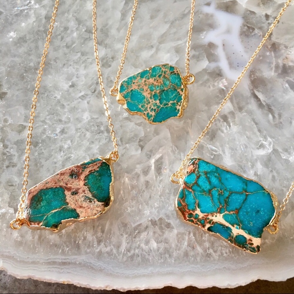 Estrella & Luna Raw Jasper 18K Gold Boho Necklace - Picture 2 of 5